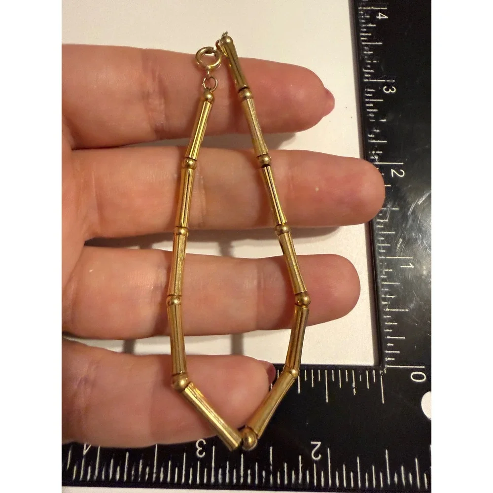 Napier Gold Tone Bar and Bead Link Bracelet Vintage Minimalist Jewelry